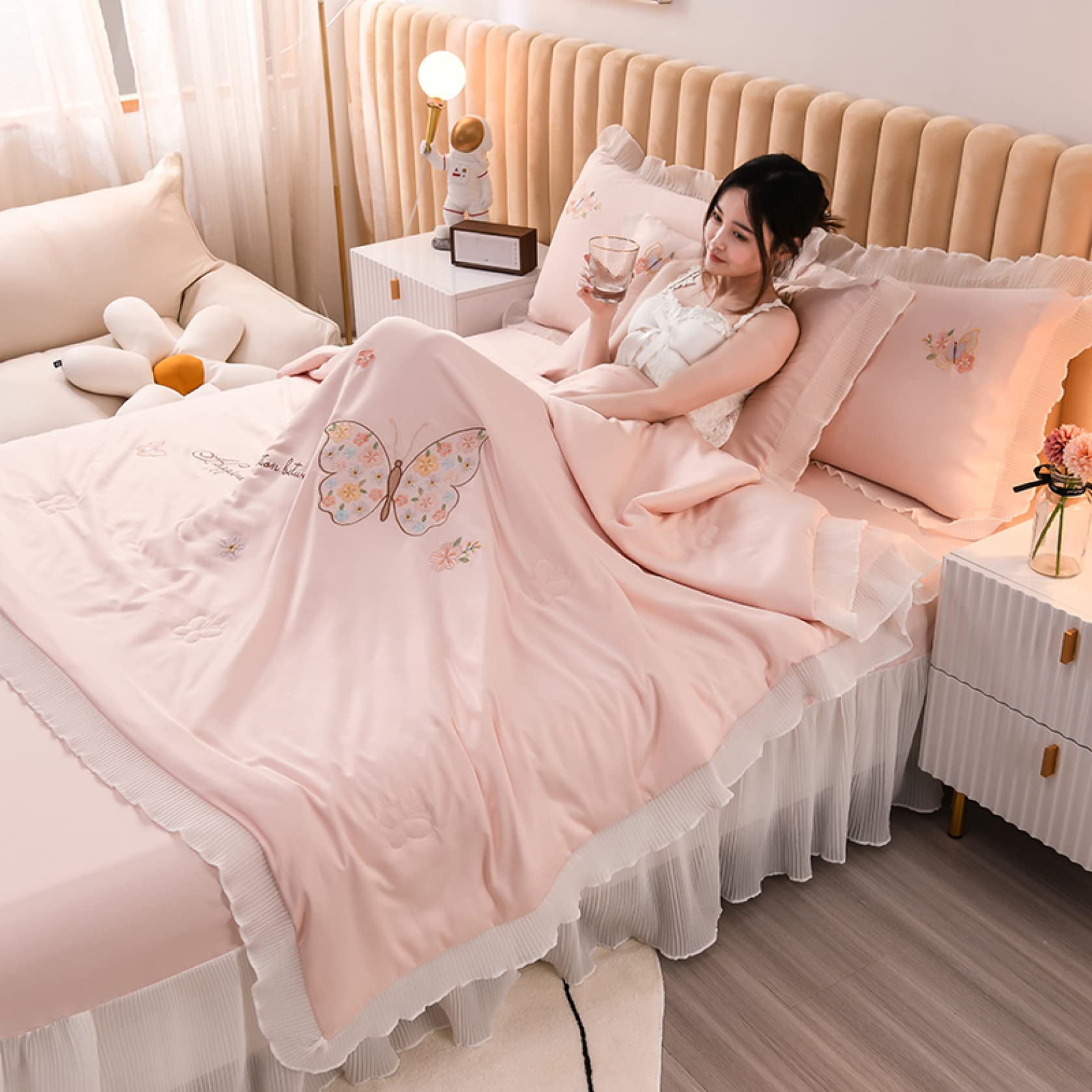 Amazon｜洗える掛け布団 蝶柄 200*230*4 肌掛け布団 涼しい